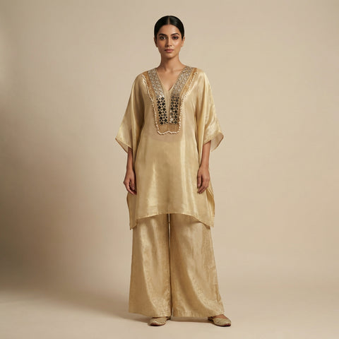 Relaxed fit top with wide-leg palazzo pants Suit - Creamy White