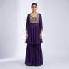 A-line top with flared palazzo pants Suit - Royal Purple