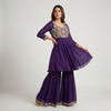 A-line top with flared palazzo pants Suit - Royal Purple