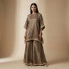 Relaxed fit top with flowing maxi skirt Suit - Neutral Taupe