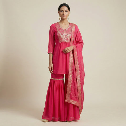 A-line Suit - Deep Pink