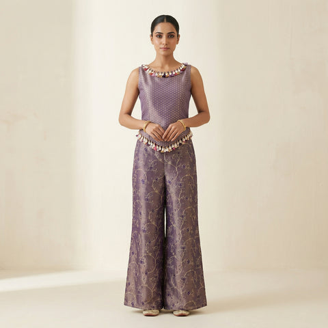 Relaxed fit top with wide leg pants Suit - Dusty Lavender