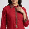 Straight fit kurti with straight-leg pants Suit - Crimson Rose