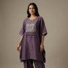 Relaxed, caftan style with straight leg trousers Suit - Dusty Plum