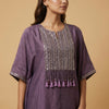 Relaxed, caftan style with straight leg trousers Suit - Dusty Plum