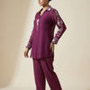 Relaxed fit top with straight leg trousers Suit - Deep Wine Red