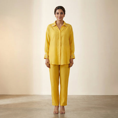 Relaxed fit top with straight pants Suit - Peach Orange