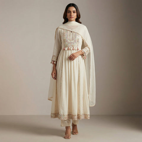 A-line Anarkali with straight-leg pants Suit – SFT
