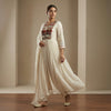 A-line Anarkali with straight-leg pants Suit - Classic Off White