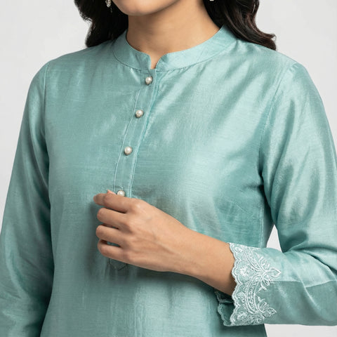 Straight, relaxed fit with full-length pants Suit - Soft Teal