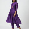 A-line top with straight pants Suit - Classic Purple
