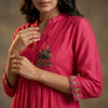 A-line top with straight pants Suit - Fuchsia Pink