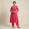 A-line top with straight pants Suit - Fuchsia Pink