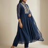 A-line with straight pants Suit - Deep Blue