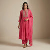 A-line with straight pants Suit - Fuchsia Pink