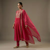 A-line with straight pants Suit - Fuchsia Pink