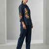 Slightly flared peplum top with straight-leg pants Suit - Classic Navy
