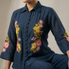 Slightly flared peplum top with straight-leg pants Suit - Classic Navy