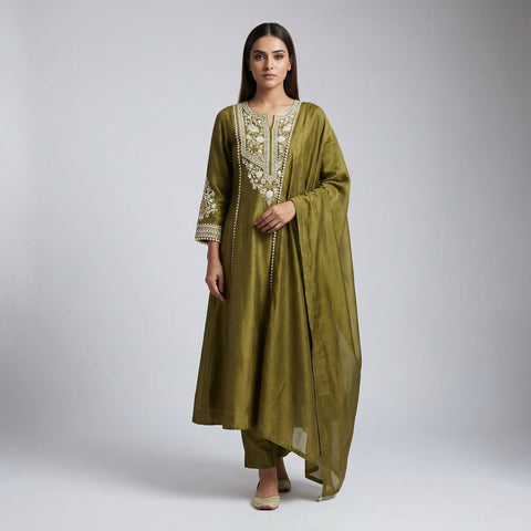 A-line Suit - Olive Green
