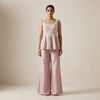 Peplum top with relaxed fit palazzo pants Indo-Western - Dusty Rose