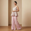 Peplum top with relaxed fit palazzo pants Indo-Western - Dusty Rose