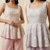 Peplum top with relaxed fit palazzo pants Indo-Western - Dusty Rose