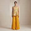 Peplum top with relaxed fit palazzo pants Indo-Western - Golden Yellow
