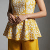 Peplum top with relaxed fit palazzo pants Indo-Western - Golden Yellow