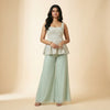 Peplum top with relaxed fit palazzo pants Indo-Western - Mint Green