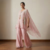 Relaxed fit cape and wide leg palazzo pants Indo-Western - Lavender Blush