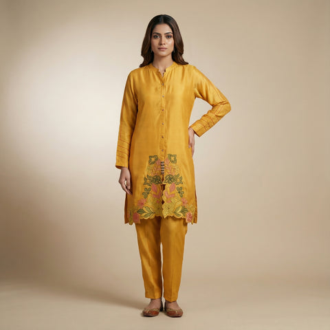Straight kurta with straight pants Suit - Golden Yellow