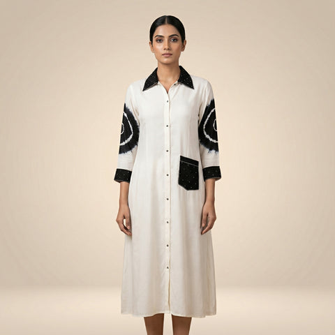 Straight fit kurta, wide-leg pants Suit - Soft White