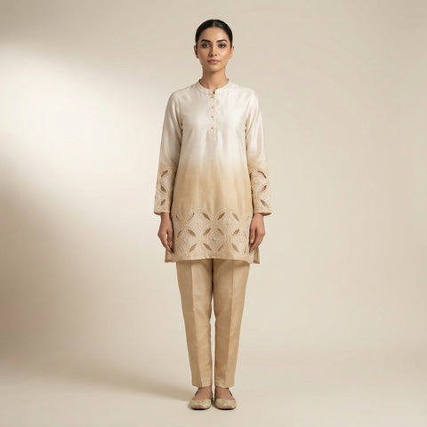 Straight fit kurta with relaxed pants Suit - Classic Beige