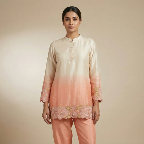 Straight fit kurta with straight pants Suit - Delicate Peach