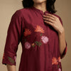 Relaxed fit top with straight leg pants Suit - Rich Wine Red