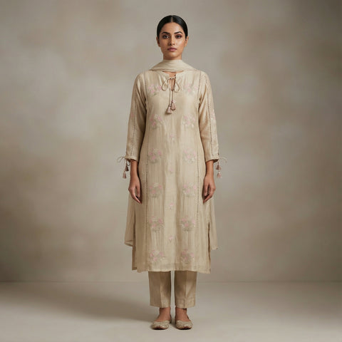 Straight fit kurta Unstitched - Dusty Mauve