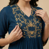 Anarkali Kurti with straight pants Suit - Teal Blue