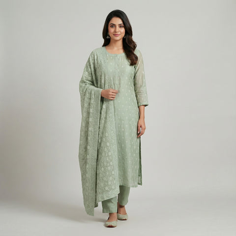 Straight fit top with straight pants Suit - Sage Green