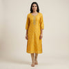 Straight fit kurti with likely straight or slightly flared bottoms. Suit - Golden Yellow