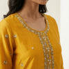 Straight fit kurti with likely straight or slightly flared bottoms. Suit - Golden Yellow