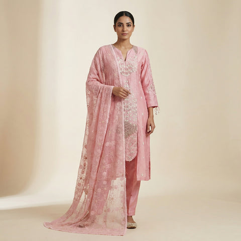 Flowing cape, A-line top, Wide-leg palazzo pants Suit - Dusty Mauve