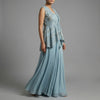 Relaxed fit vest, A-line top, Flowing bottom Suit - Turquoise Blue