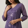 A-line Suit - Ivory with Violet Embroidery