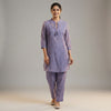 Straight fit top with relaxed fit pants Suit - Dark Plum