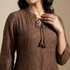 Straight fit top with relaxed fit pants Suit - Deep Chocolate Brown