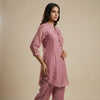 Straight fit top with relaxed fit pants Suit - Dusty Mauve