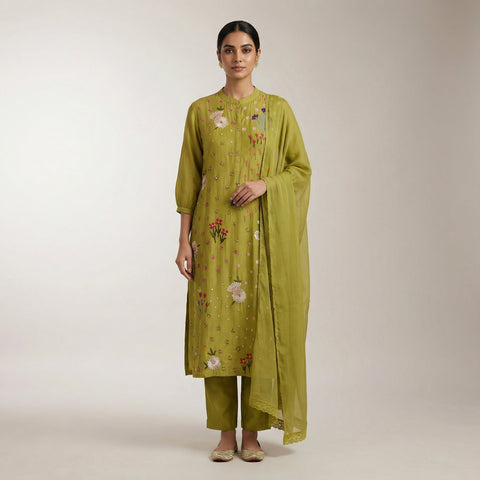 Straight fit Suit - Olive Green