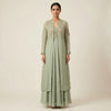 A-line Dress with Straight Cape Suit - Sky Blue