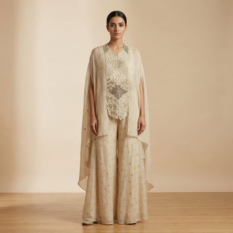 Straight fit kurta with relaxed bottom Suit - Ivory White