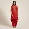 Straight fit top with relaxed fit pants Suit - Crimson Red